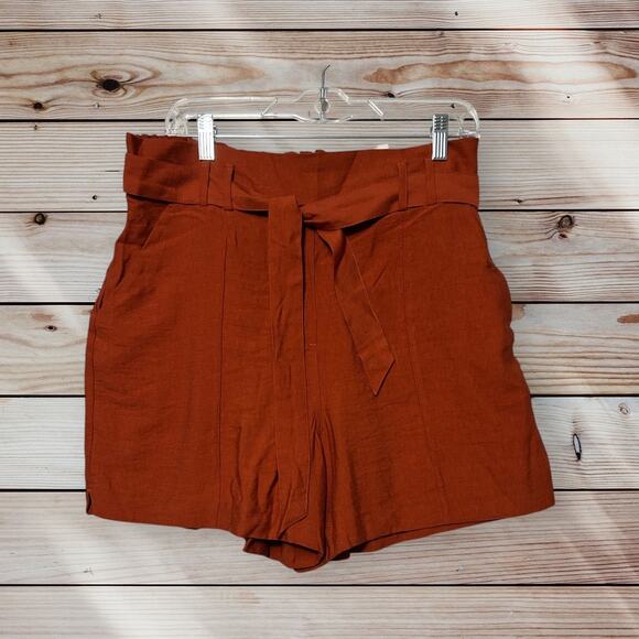 Maurices Shorts Burnt Orange Belted Elastic Waist 4" High Rise Shorts NWT Large - Picture 1 of 10